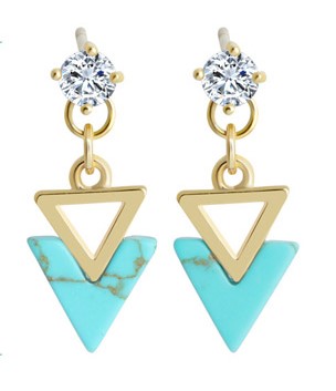 Fashion double triangle ear ring with pins
